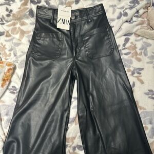 Black leather Zara jeans new with tags never worn!
